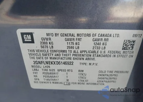 2013 Chevrolet Equinox 2Lt from USA, damaged, VIN 2GNFLNEKXD6146922